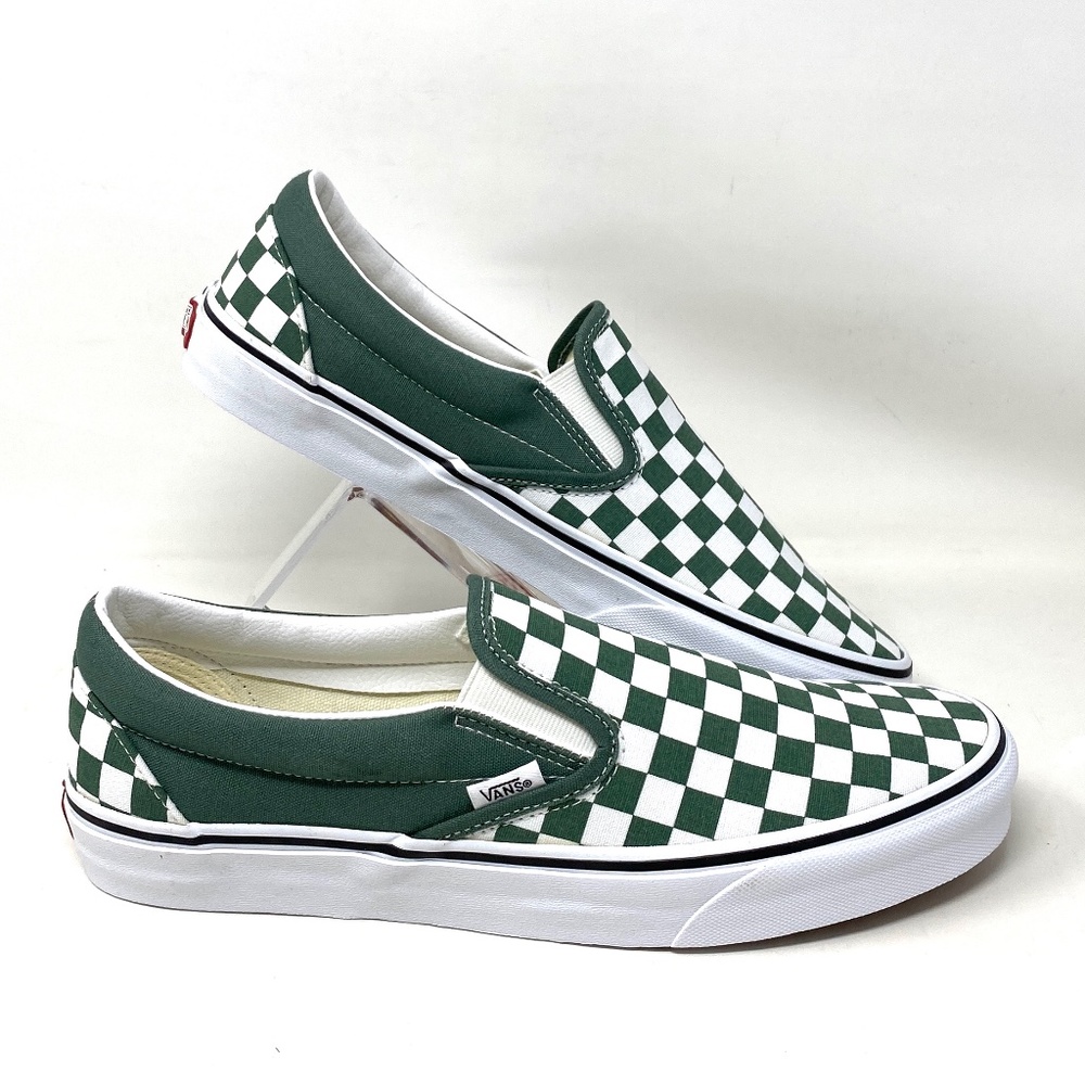 VANS Classic Slip On Check Green White Men Canvas Skate Sneaker Size VN0A5JMHYQW